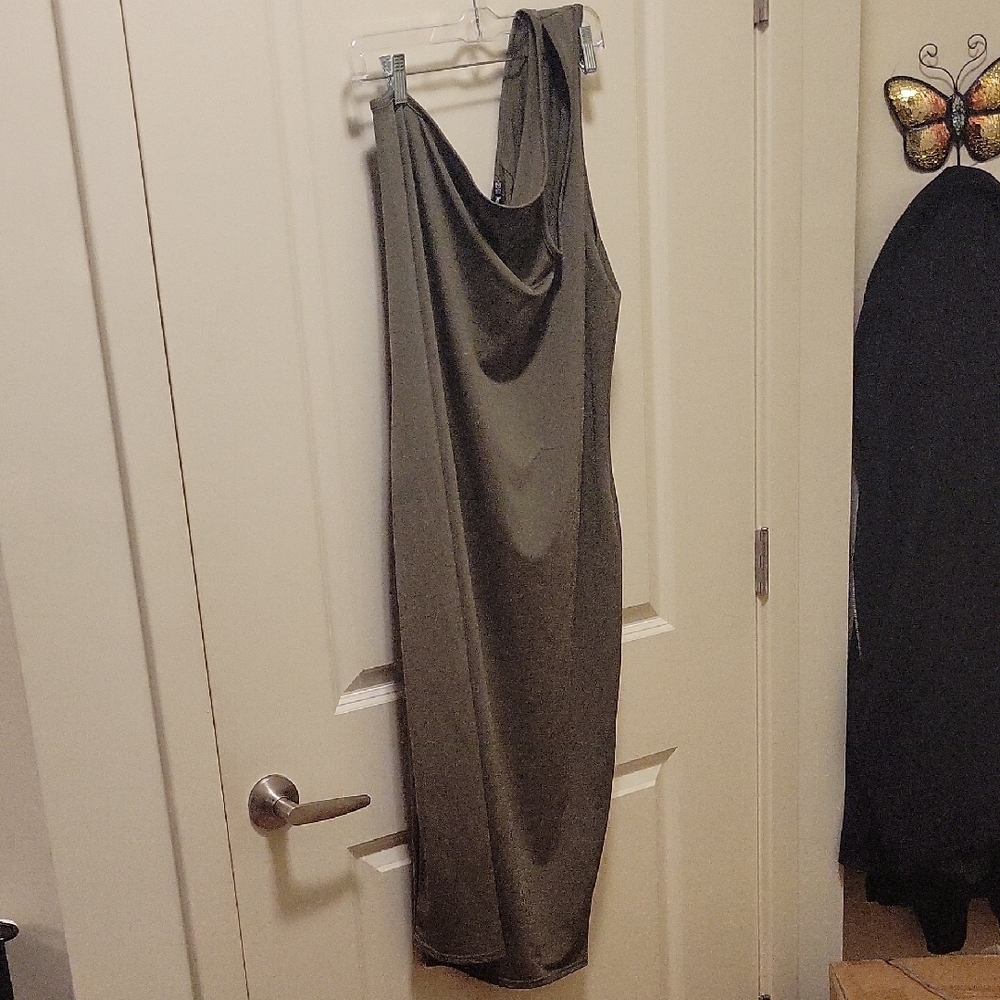 Elegant Olive Green Off The Shoulder Women's Dress